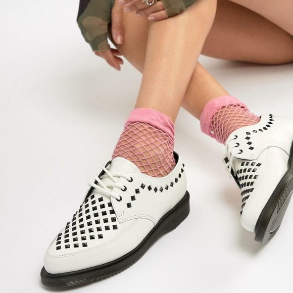 Dr Martens Women's Willis White Stud Creepers - Picture 1 of 10
